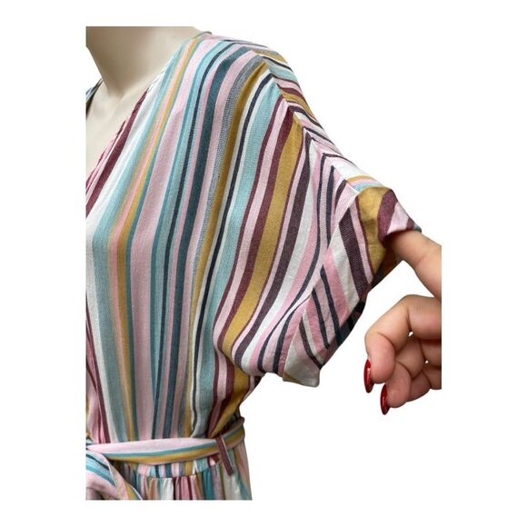 Chelsea & Theodore Rainbow Striped Multicolor Maxi Dress Size M Casual Relaxed - Picture 3 of 9
